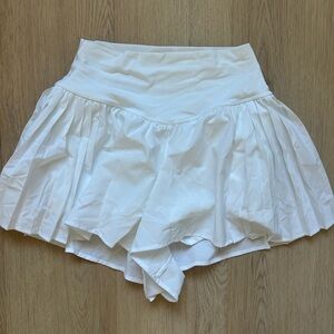 White Pleated Running Shorts